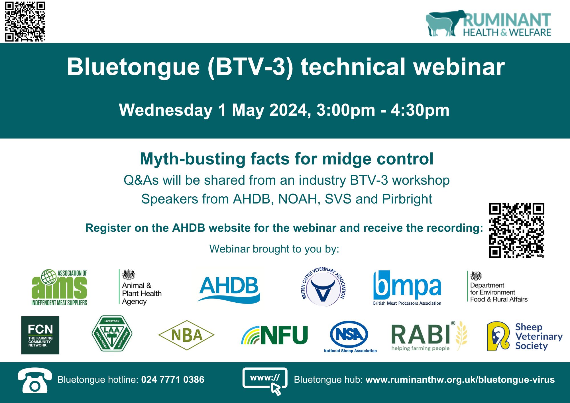 flyer about the online webinar on 1st May and industry logos
